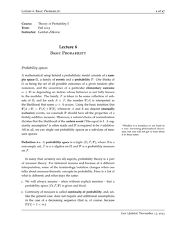 Lecture 6 Basic Probability