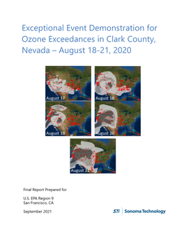 Exceptional Event Demonstration for Ozone Exceedances in Clark County, Nevada – August 18-21, 2020
