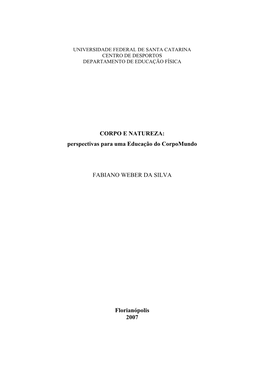 CORPO E NATUREZA: Perspectivas Para Uma Educação Do Corpomundo