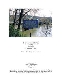 Reconnaissance Survey of the Historic Chenango Canal