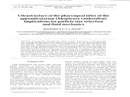 Appendicularian Oikopleura Vanhoeffeni: Implications for Particle Size Selection and Fluid Mechanics