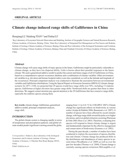 Climate Change Induced Range Shifts of Galliformes in China