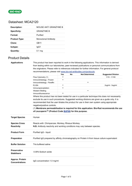 Datasheet: MCA2120