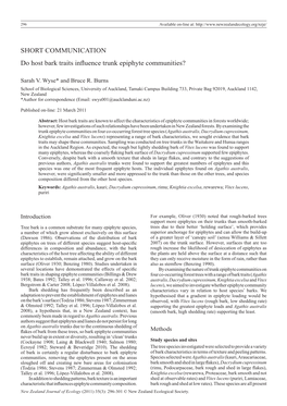 SHORT COMMUNICATION Do Host Bark Traits Influence Trunk Epiphyte Communities?