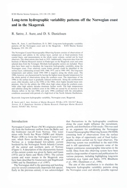 Long-Term Hydrographic Variability Patterns Off the Norwegian Coast and in the Skagerrak