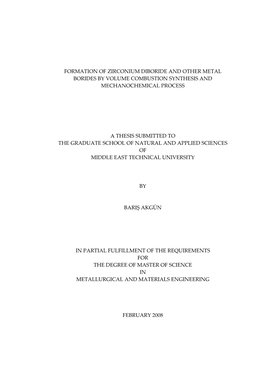 Formation of Zirconium Diboride and Other Metal Borides by Volume Combustion Synthesis and Mechanochemical Process