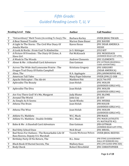 Guided Reading Levels T, U, V