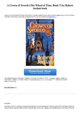 A Crown of Swords (The Wheel of Time, Book 7) by Robert Jordan Book