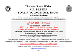 The New South Wales ALL BREEDS FOAL & YOUNGSTOCK SHOW