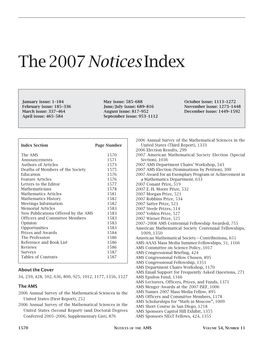 Notices 2007 Index