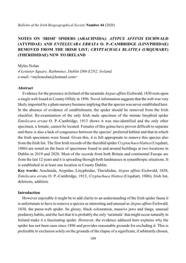 Irish Biogeographical Society Number 44 (2020)