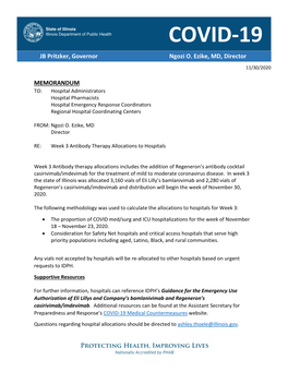 Week 3 Antibody Therapy Allocations to Hospitals