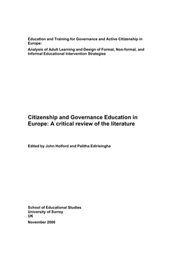 Citizenship and Governance Education in Europe: a Critical Review of the Literature
