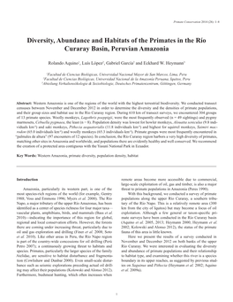 Diversity, Abundance and Habitats of the Primates in the Río Curaray Basin, Peruvian Amazonia