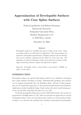 Approximation of Developable Surfaces with Cone Spline Surfaces