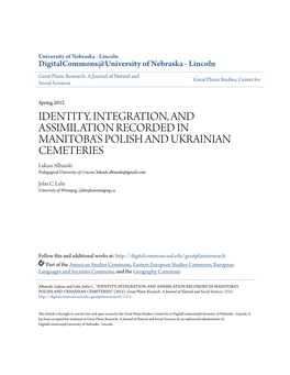 Identity, Integration, and Assimilation Recorded in Manitoba's Polish And
