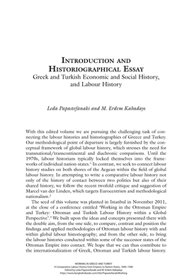 Greek and Turkish Economic and Social History, and Labour History
