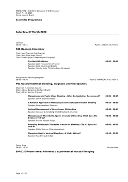 Scientific Programme Saturday, 07 March 2020 S01 Opening