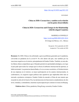 Coronavirus Y Cambios En La Relación Con Los Países Desarrollados China