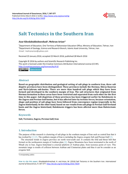 Salt Tectonics in the Southern Iran
