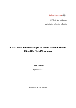 Korean Wave: Discourse Analysis on Korean Popular Culture in US and UK Digital Newspapers
