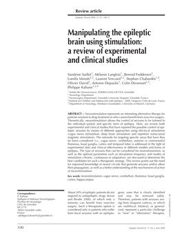 Manipulating the Epileptic Brain Using Stimulation: a Review of Experimental and Clinical Studies