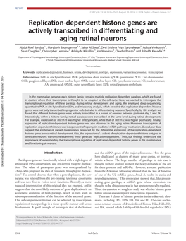Replication-Dependent Histone Genes Are Actively Transcribed in Differentiating and Aging Retinal Neurons