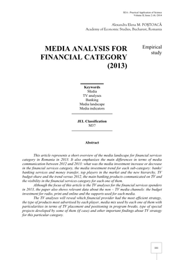Media Analysis for Financial Category