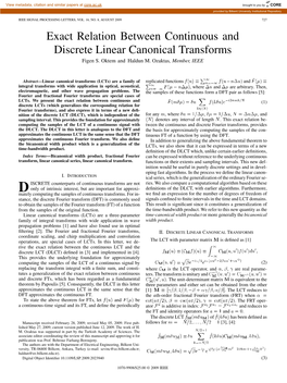 Exact Relation Between Continuous and Discrete Linear Canonical Transforms Figen S