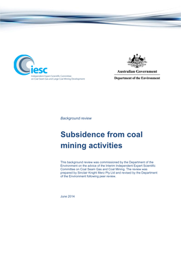 Subsidence from Coal Mining Activities