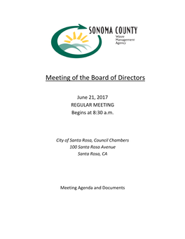June 21, 2017 Sonoma County Waste Management Agency Meeting