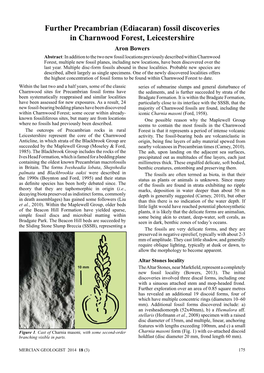 (Ediacaran) Fossil Discoveries in Charnwood Forest, Leicestershire