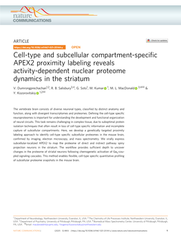 Cell-Type and Subcellular Compartment-Specific APEX2 Proximity Labeling Reveals Activity-Dependent Nuclear Proteome Dynamics In