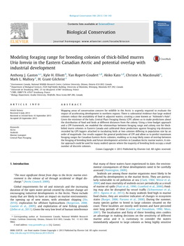 Modeling Foraging Range for Breeding Colonies of Thick-Billed Murres Uria