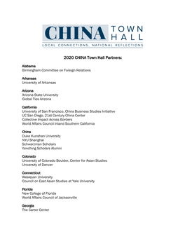 2020 CHINA Town Hall Partners