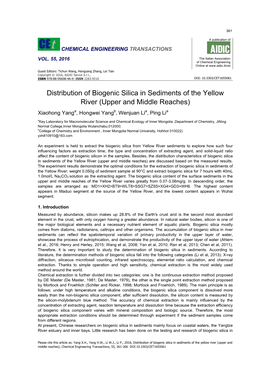 Distribution of Biogenic Silica in Sediments of the Yellow River