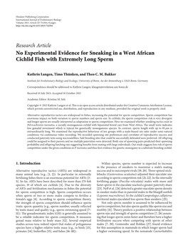 No Experimental Evidence for Sneaking in a West African Cichlid Fish with Extremely Long Sperm