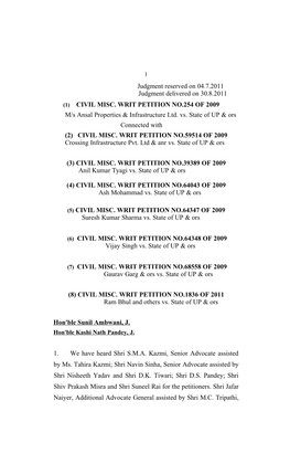 CIVIL MISC. WRIT PETITION NO.254 of 2009 M/S Ansal Properties & Infrastructure Ltd