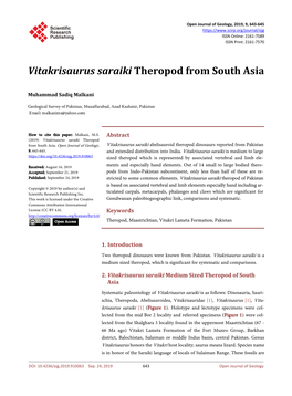 Vitakrisaurus Saraiki Theropod from South Asia