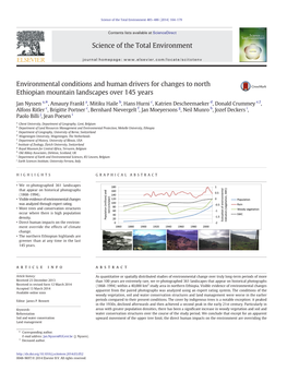 Environmental Conditions and Human Drivers for Changes to North Ethiopian Mountain Landscapes Over 145 Years