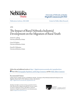 The Impact of Rural Nebraska Industrial Development on the Migration of Rural Youth