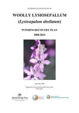 (Lysiosepalum Abollatum) Interim Recovery Plan 2008-2013