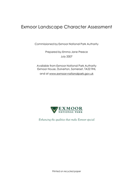 Exmoor Landscape Character Assessment