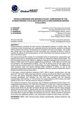 Comparison of the Athens Driving Cycle (Adc) with Ece-15 and European Driving Cycle (Edc)