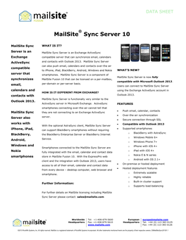 6.1 Mailsite Sync Datasheet