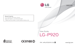 LG Optimus 3D Manual