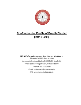 Brief Industrial Profile of Boudh District