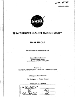 Tf34 Turbofan Quiet Engine Study