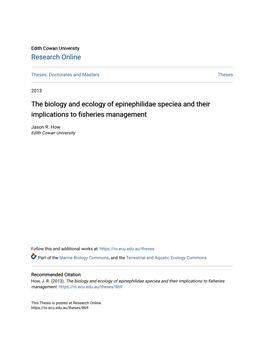 The Biology and Ecology of Epinephilidae Speciea and Their Implications to Fisheries Management
