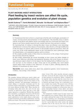 Plant Feeding by Insect Vectors Can Affect Life Cycle, Population Genetics and Evolution of Plant Viruses